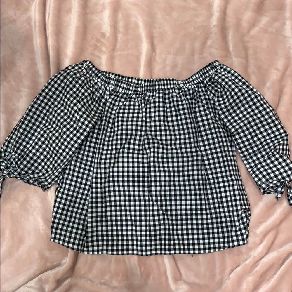 Off the shoulder gingham top